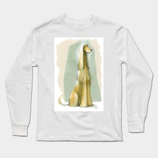 Cute abstract afghan hound watercolor design Long Sleeve T-Shirt